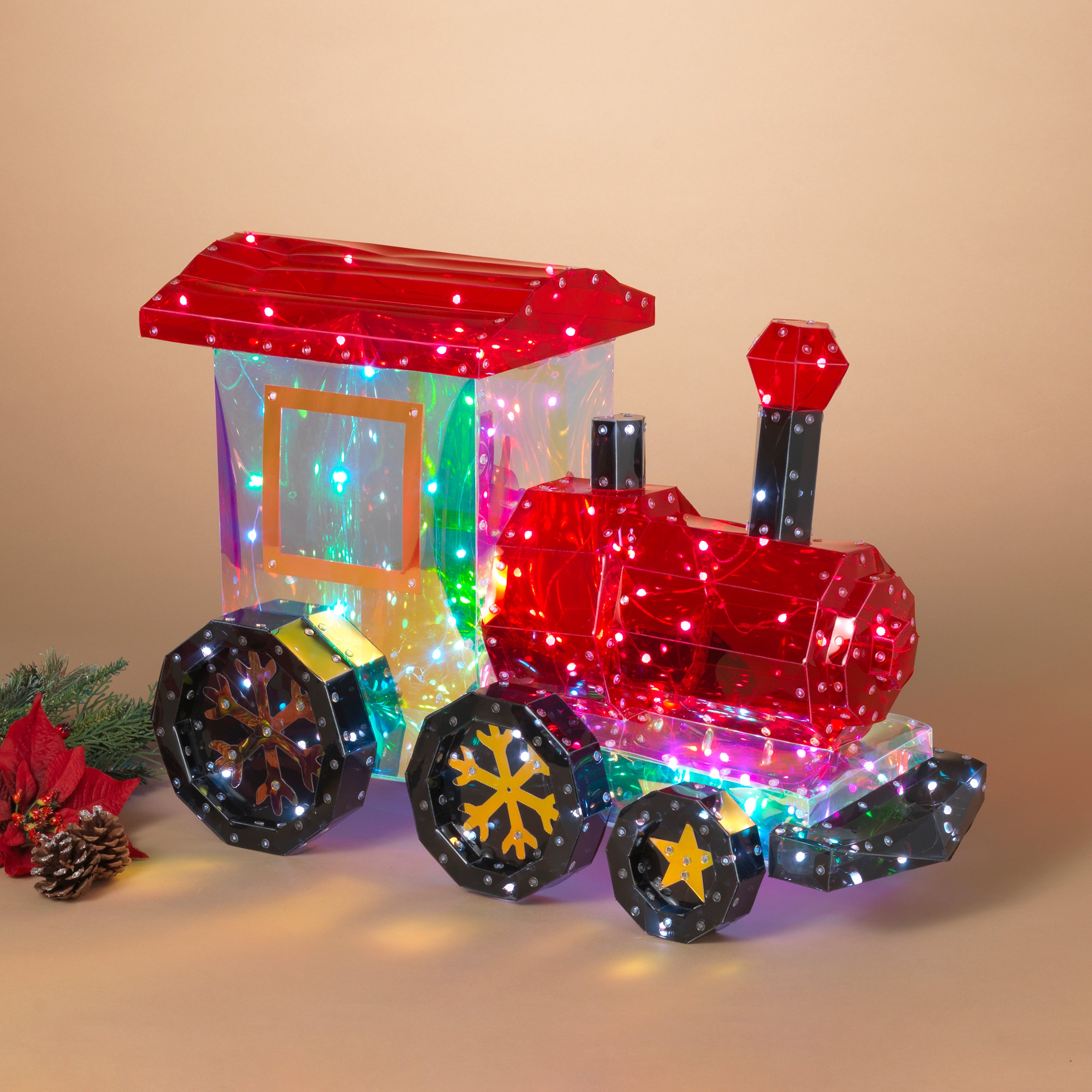 Luminous 23.6 in L USB Electric RGB Lighted Holographic Holiday Train